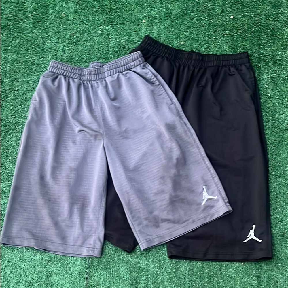 Jordan Athletic Black and Gray Shorts with Jumpman Logo